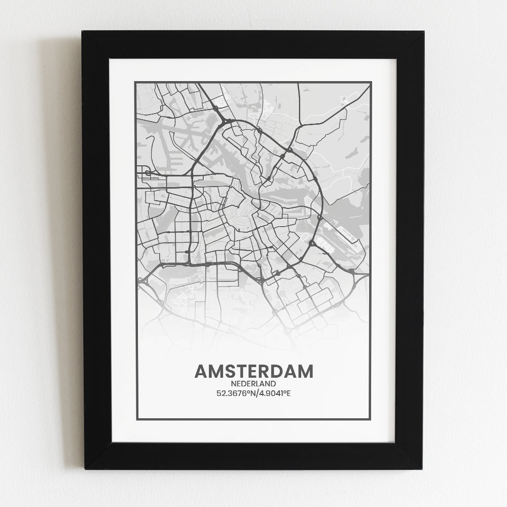 Amsterdam poster print in A4 fotolijst met zwarte rand