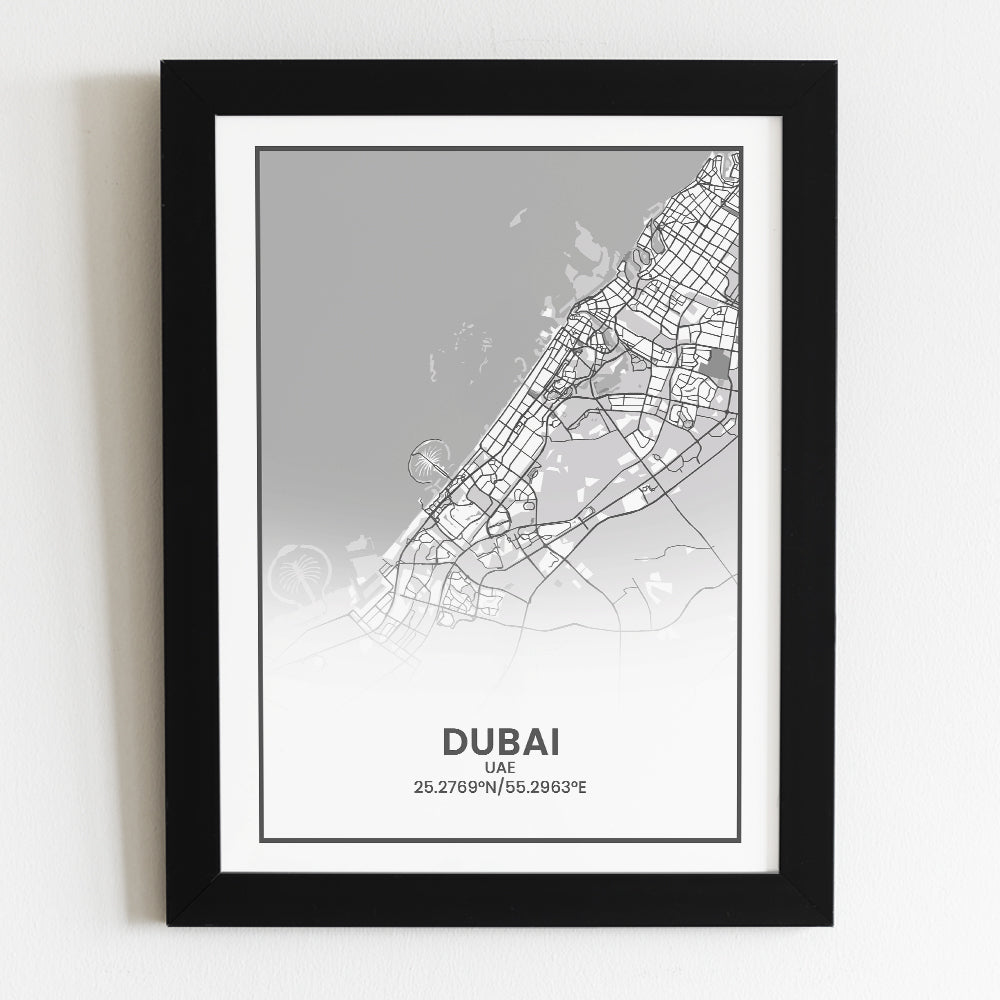 Dubai poster print in A4 fotolijst met zwarte rand