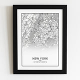 New York poster print in A4 fotolijst met zwarte rand