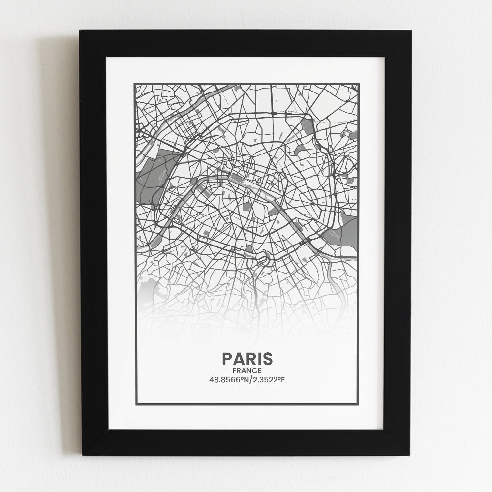 Parijs poster print in A4 fotolijst met zwarte rand