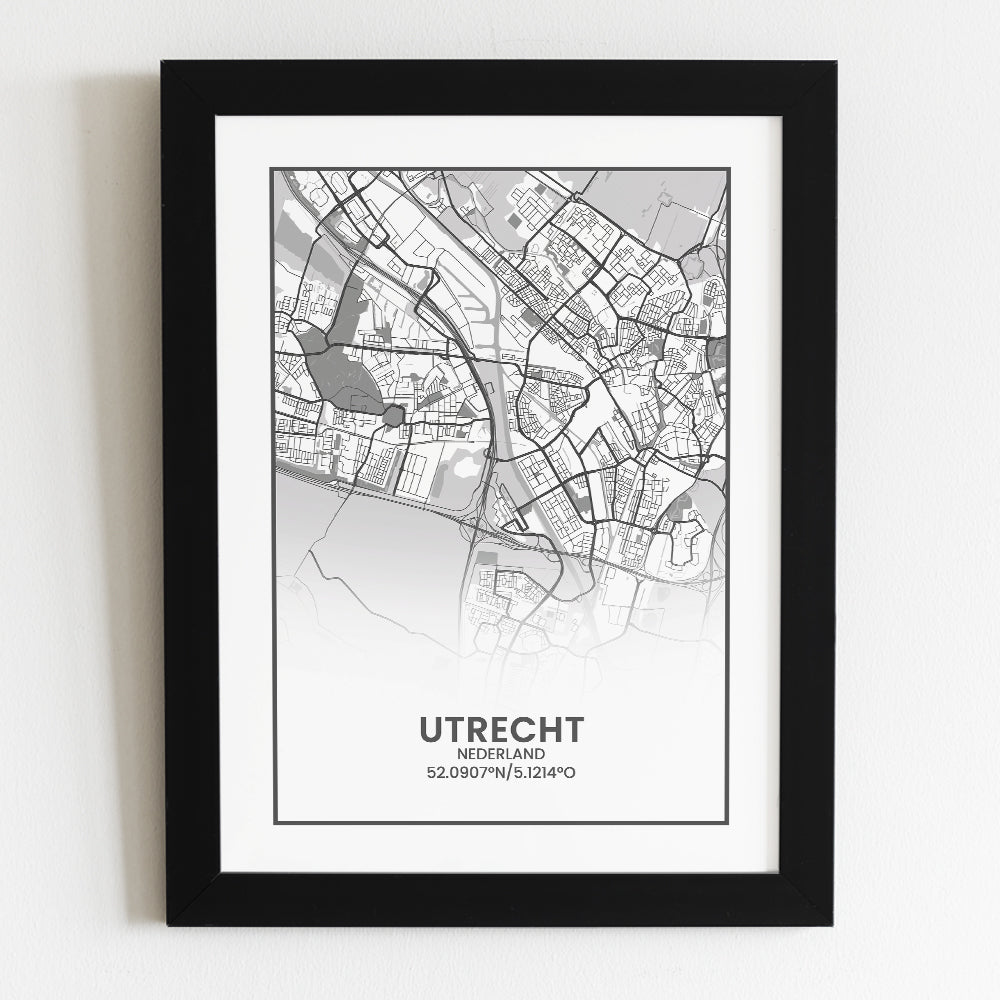 Utrecht poster print in A4 fotolijst met zwarte rand